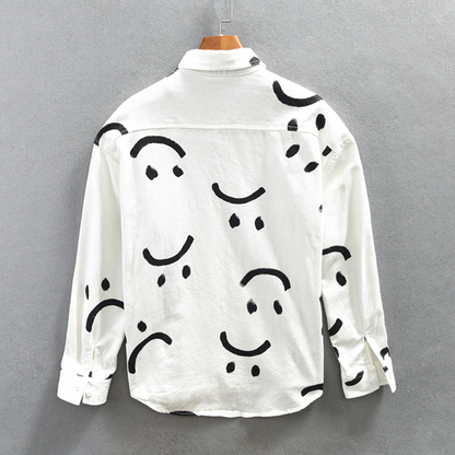 Chemise À Manches Longues Pour Homme Avec Imprimé Smiley | Idéale Pour Usage Quotidien