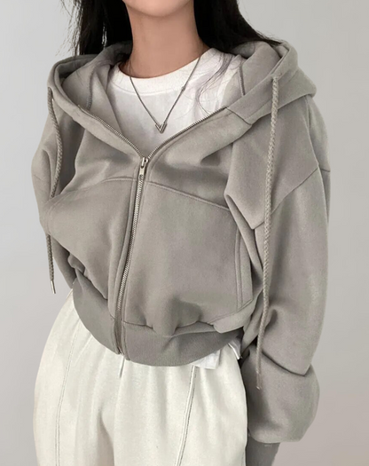 Sweat à Capuche Uni avec Fermeture Éclair pour Femme | Idéal pour un Usage Quotidien