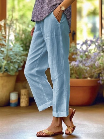 Pantalon à Jambe Droite avec Longueur Raccourcie pour Femme | Idéal pour les Journées Chaudes