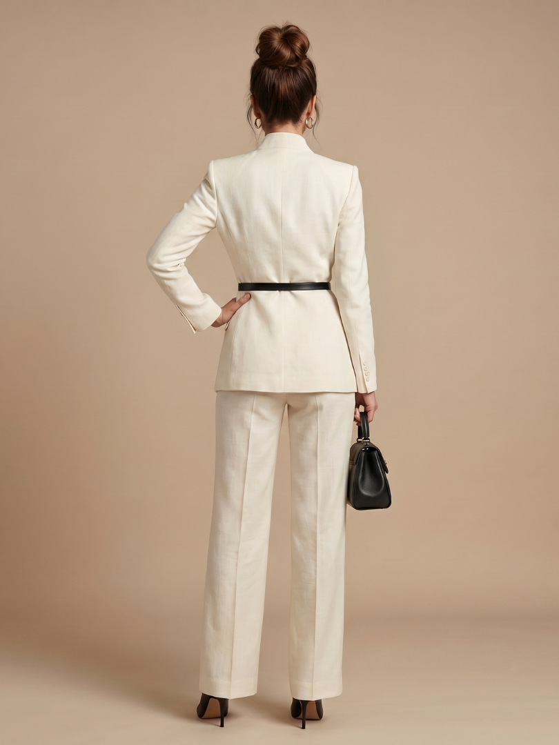 Ensemble tailleur à col montant pour femmes