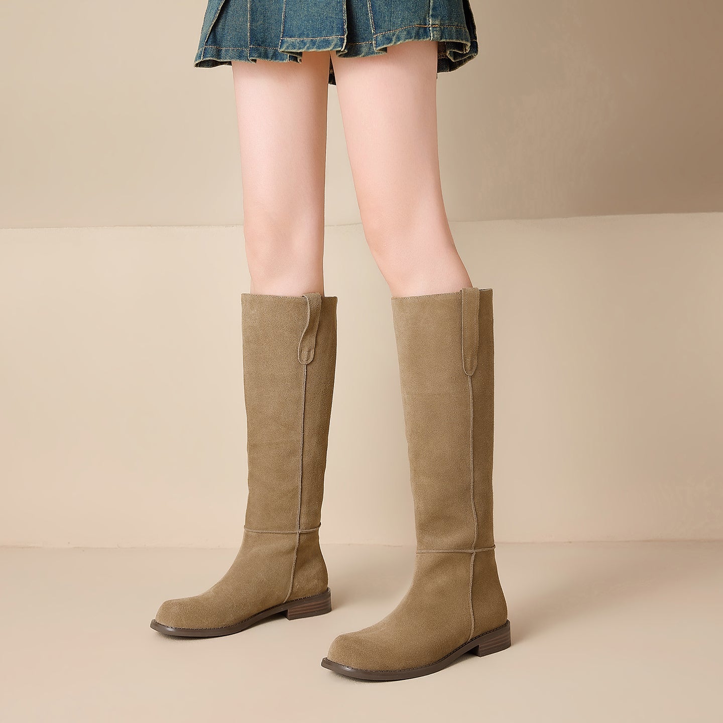 Bottes hautes à talon bas pour femmes
