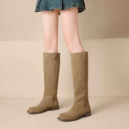 Bottes hautes à talon bas pour femmes