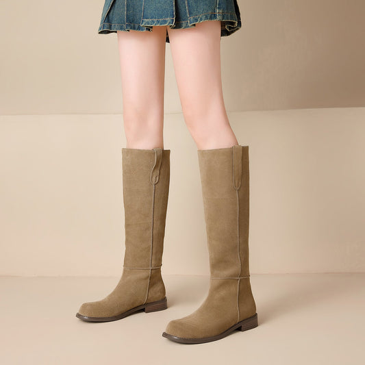 Bottes hautes à talon bas pour femmes