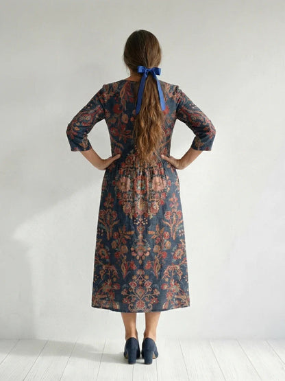 Robe midi à imprimé floral pour femmes