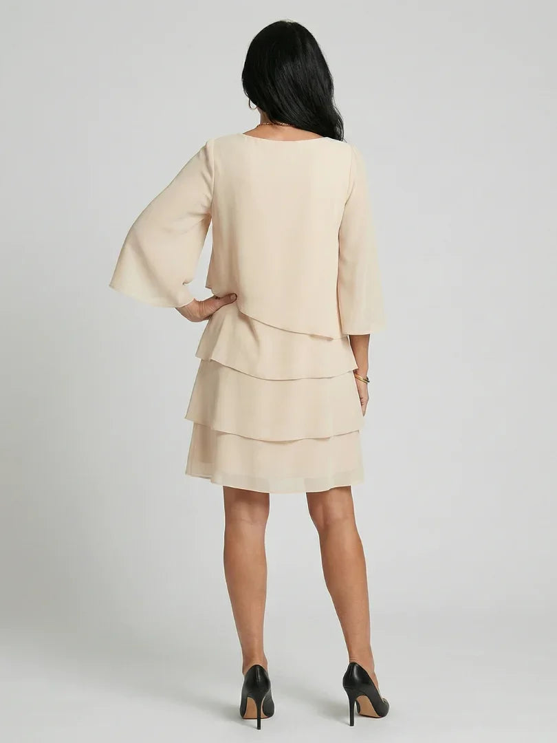 Robe superposée à manches évasées pour femmes