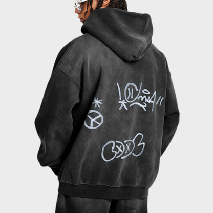 Sweat à Capuche Oversize avec Imprimé Graffiti pour Adultes | Idéal pour les Tenues Urbaines