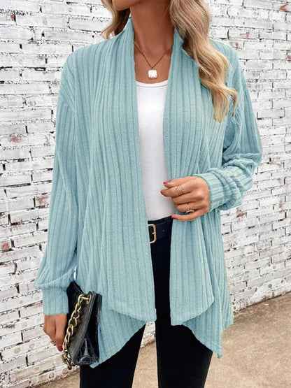 Cardigan côtelé à devant ouvert pour femme | Idéal pour l'automne