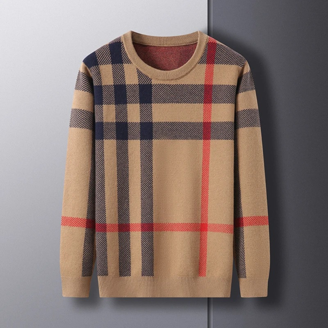 Pull À Motif Carreaux Pour Homme Avec Col Rond Et Coupe Standard | Idéal Pour Usage Quotidien Et Occasionnel
