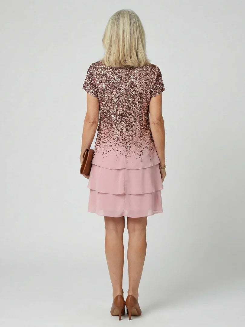 Robe à sequins avec jupe étagée pour femmes | Idéal pour soirée ou mariage