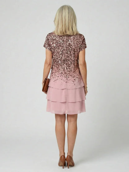 Robe à sequins avec jupe étagée pour femmes | Idéal pour soirée ou mariage