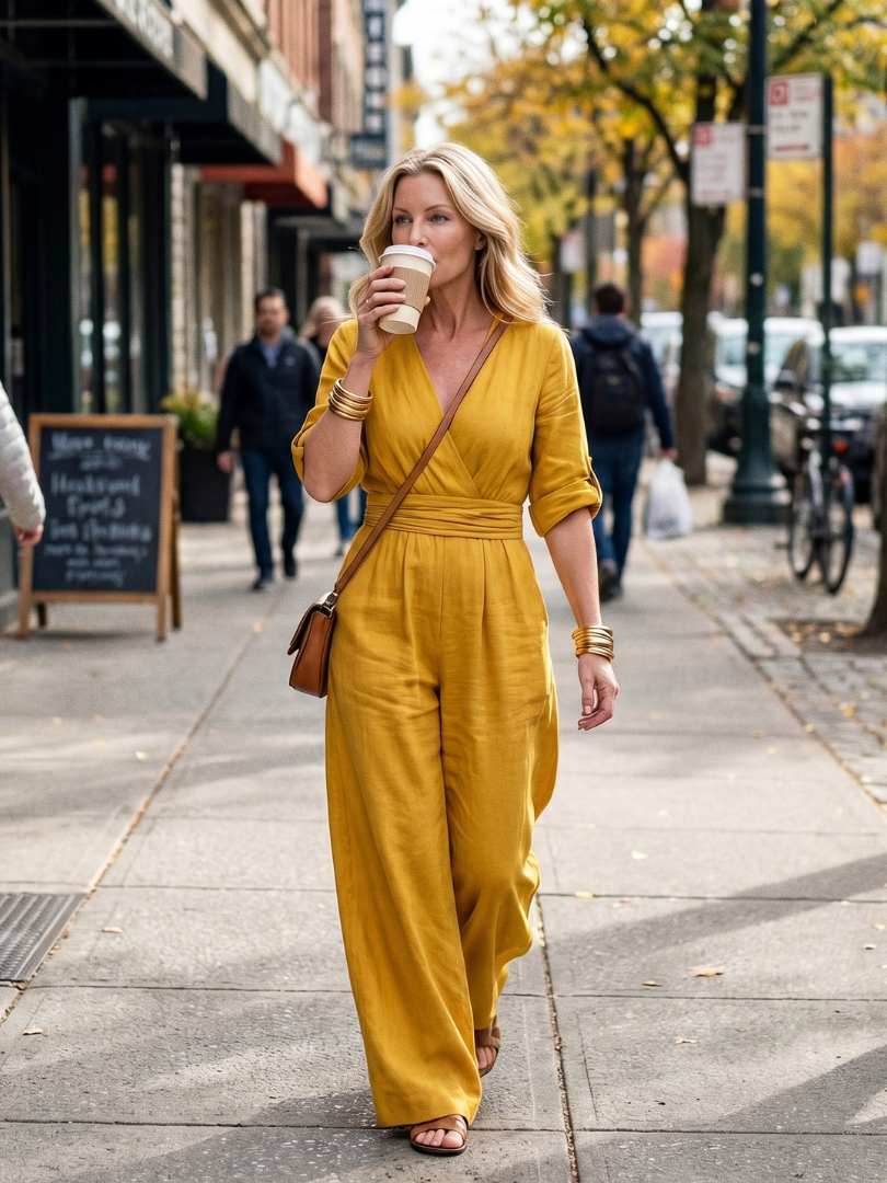 Combinaison croisée jambe large pour femmes