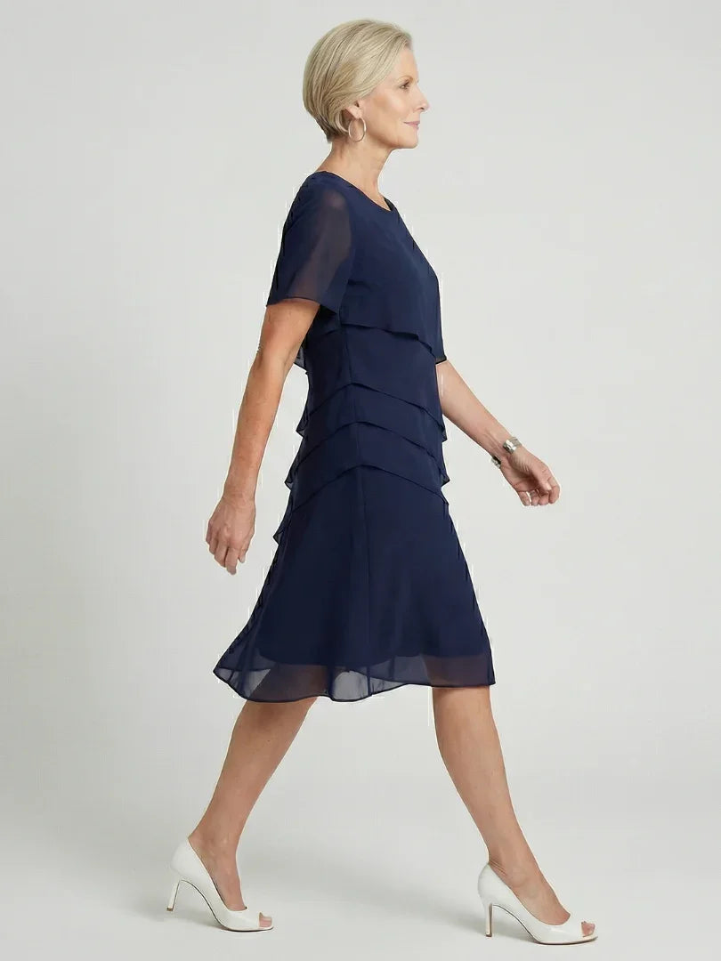 Robe À Superpositions Avec Col Rond Et Manches Courtes Pour Femme | Idéale Pour Toutes Les Saisons