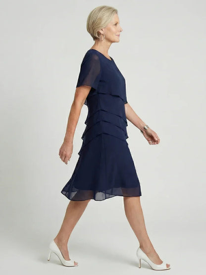 Robe À Superpositions Avec Col Rond Et Manches Courtes Pour Femme | Idéale Pour Toutes Les Saisons