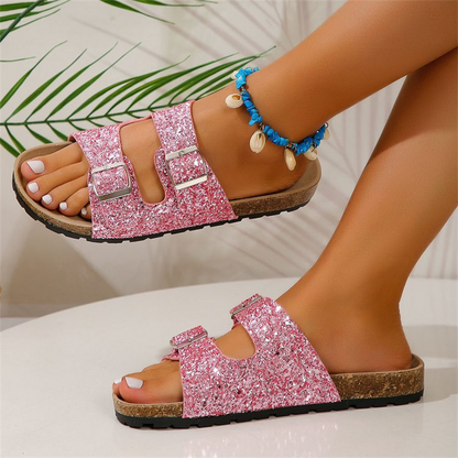Sandales À Paillettes Avec Bride Ajustable Pour Femmes | Idéales Pour Les Occasions Et Le Quotidien