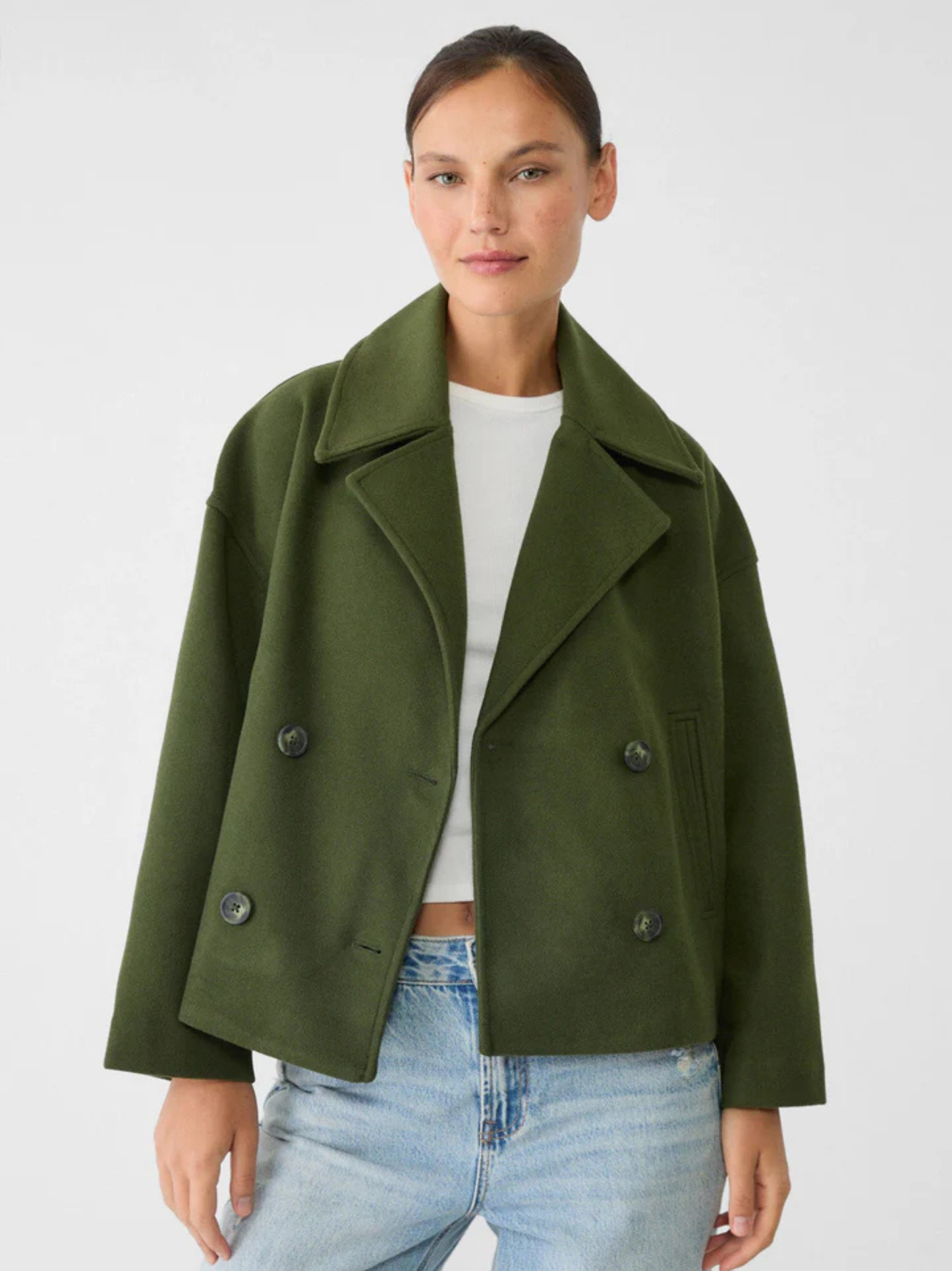 Veste courte croisée à col cranté pour femme | Idéal pour l’automne et le quotidien