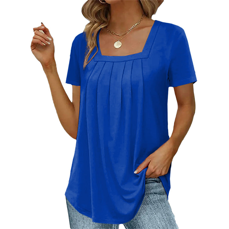 Blouse Légère À Manches Courtes Avec Pli Pour Femme | Idéale Pour les Journées d'Été