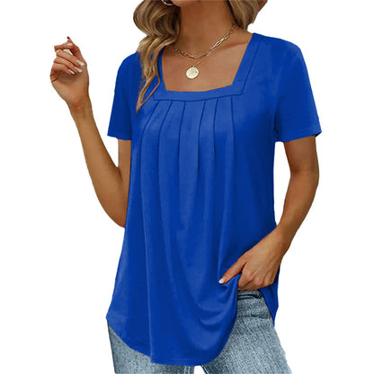 Blouse Légère À Manches Courtes Avec Pli Pour Femme | Idéale Pour les Journées d'Été