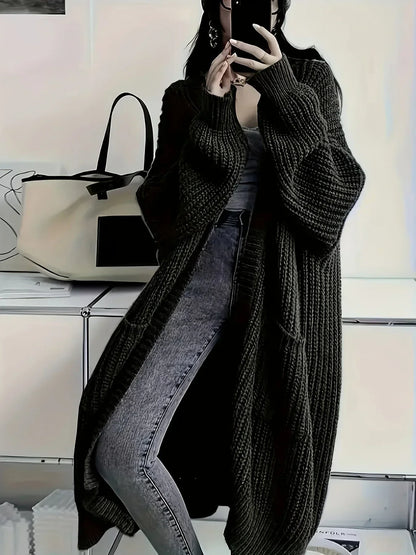 Cardigan long en maille torsadée pour femmes