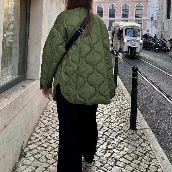 Veste Matelassée À Col Rond avec Poches pour Femme | Idéale pour La Saison Automne-Hiver