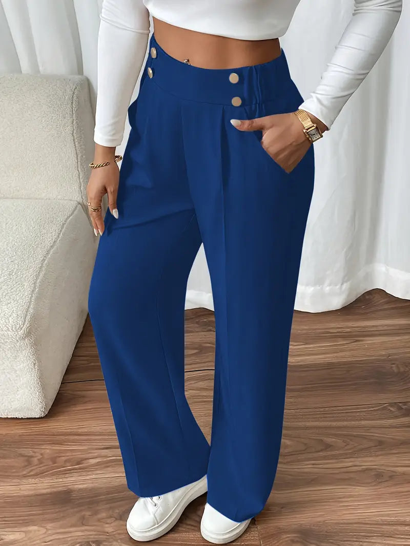 Pantalon Large À Taille Élastique Avec Poches Latérales Pour Femme | Idéal Pour Usage Quotidien