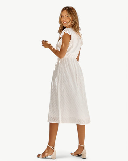 Robe Midi Avec Manches À Volants Pour Femme | Idéal Pour Usage Quotidien Et Occasions