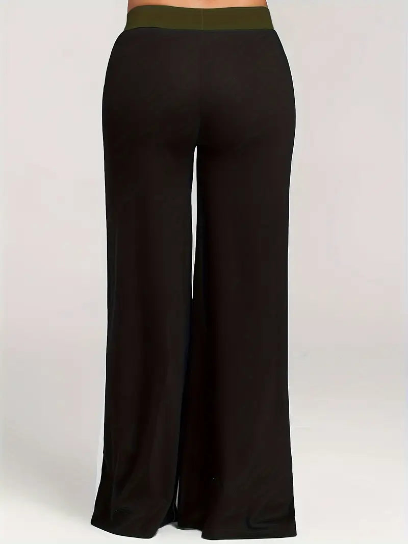 Pantalon Large Color Block Taille Haute pour Femme | Idéal pour le Printemps et l'Été