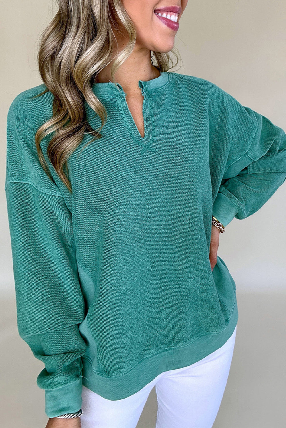Sweatshirt Avec Encolure Échancrée Et Épaules Tombantes Pour Femmes | Idéal Pour Le Quotidien