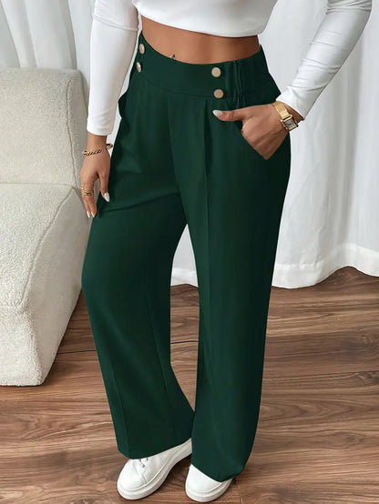 Pantalon Large À Taille Élastique Avec Poches Latérales Pour Femme | Idéal Pour Usage Quotidien
