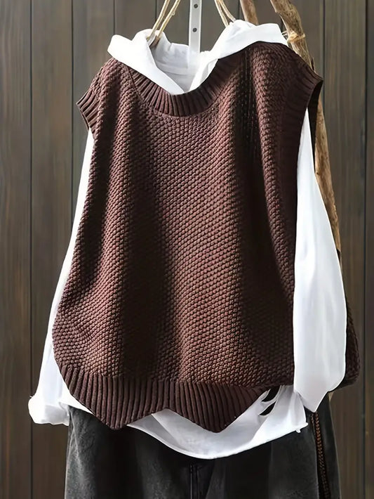 Pull Sans Manches À Col Rond pour Femme | Idéal pour La Mi-Saison Et L’Été