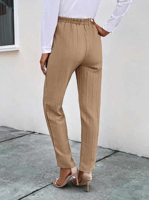 Pantalon Texturé À Cordon De Serrage Avec Poches Pour Femme | Idéal Pour Un Usage Quotidien