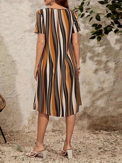 Robe Cintrée à Manches Courtes pour Femme | Idéale pour le Bureau ou les Sorties en Soirée