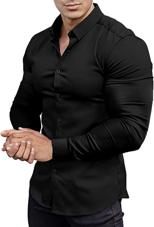 Chemise Slim-Fit Sans Repassage avec Tissu Extensible pour Homme | Idéale pour le Bureau ou les Sorties