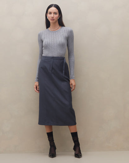 Jupe Midi Coupe Tailleur Avec Ceinture Réglable Pour Femme | Idéale Pour Le Bureau Et Le Quotidien