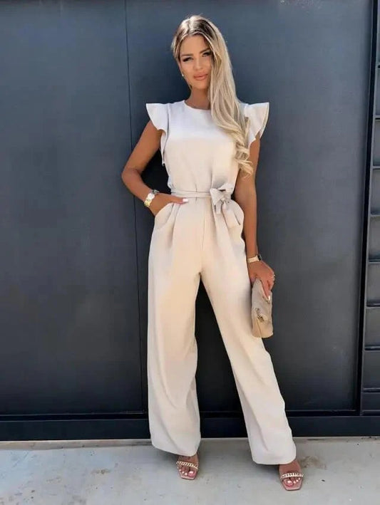 Combinaison avec manches papillon et jambes larges pour femmes | Idéale pour les occasions formelles ou décontractées