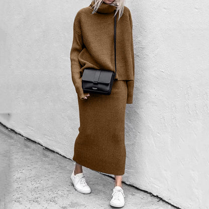 Ensemble Deux Pièces en Maille Côtelée avec Pull Oversize pour Femme | Idéal pour la Mi-Saison