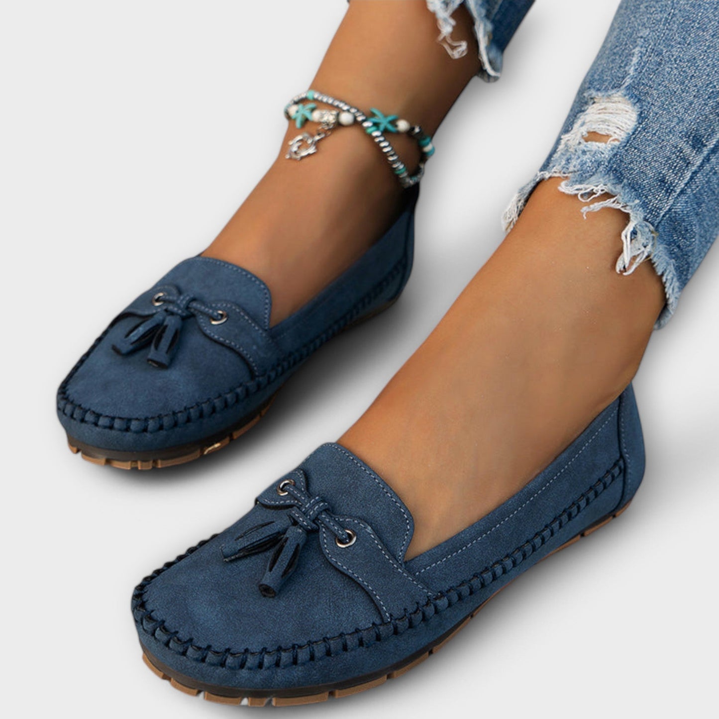 Mocassins à glands à enfiler avec semelle plate pour femmes | Idéal pour le bureau