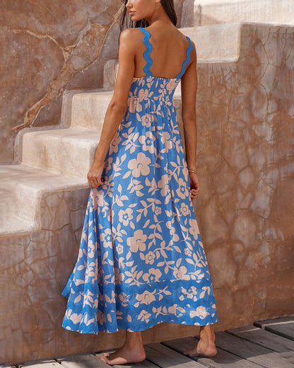 Robe Longue À Bretelles Avec Motif Floral Pour Femme | Idéale Pour L’été