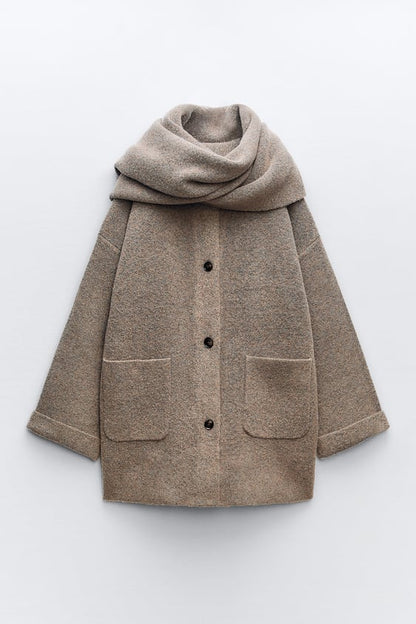 Veste Courte Tricotée avec Écharpe pour Femme | Idéale pour la Saison Froide