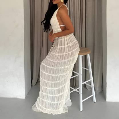 Ensemble Deux Pièces avec Haut Halter et Jupe Longue pour Femme | Idéal pour l'Été Décontracté