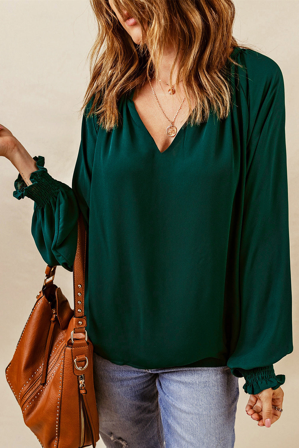 Blouse Avec Col Ouvert Et Manches Ballon Pour Femme | Idéale Pour Les Tenues Décontractées Et Les Sorties En Soirée