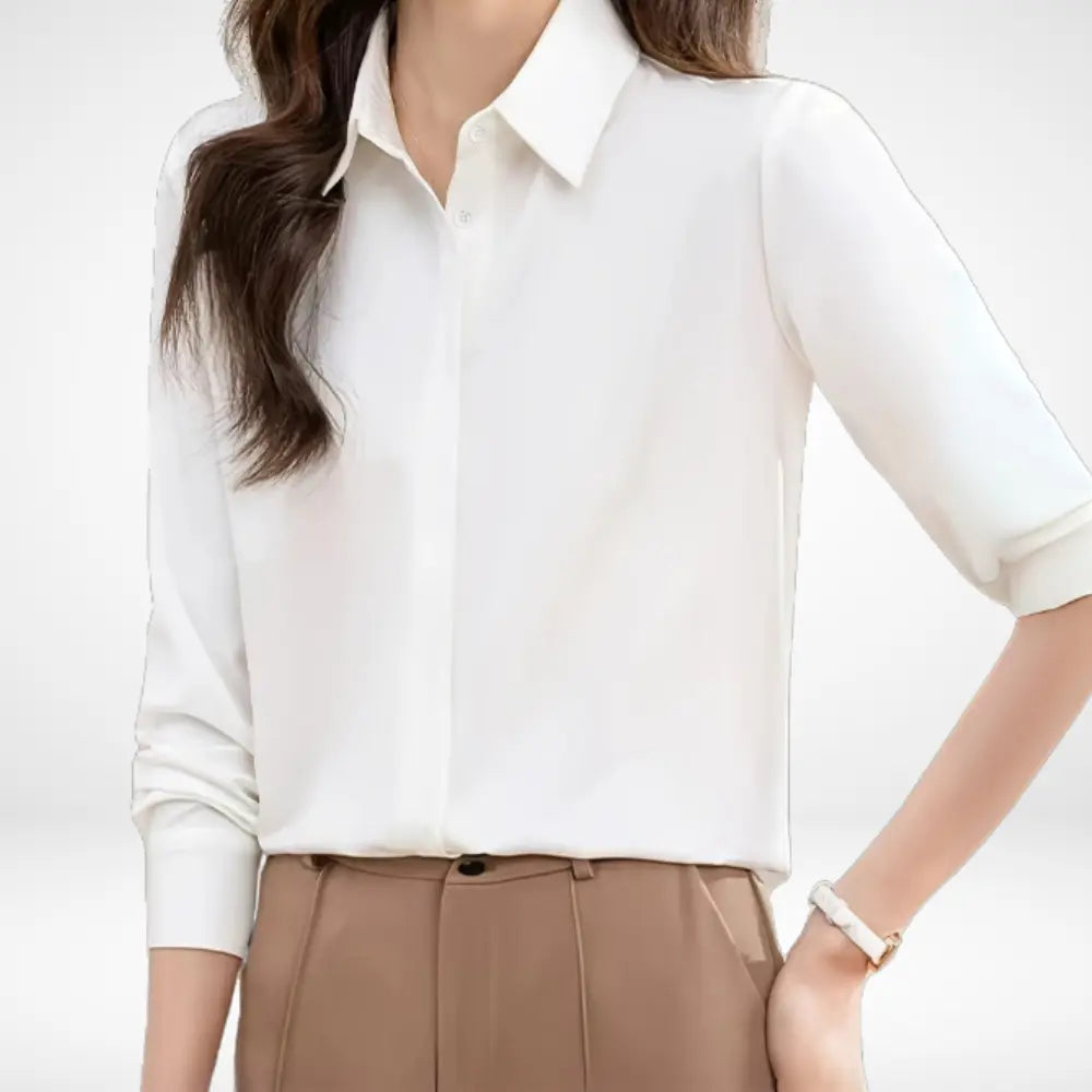 Blouse Fluide Avec Col Chemise Et Manches Longues Pour Femmes | Idéal Pour Usage Quotidien
