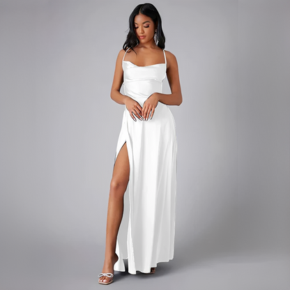Robe Longue À Bretelles Avec Fente Haute Pour Femmes | Idéale Pour Soirées Et Événements Formels