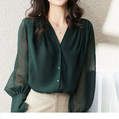 Blouse à Manches Longues avec Détails Ondulés pour Femme | Idéale pour l’Été