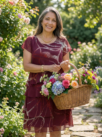 Robe à volants superposés pour femmes