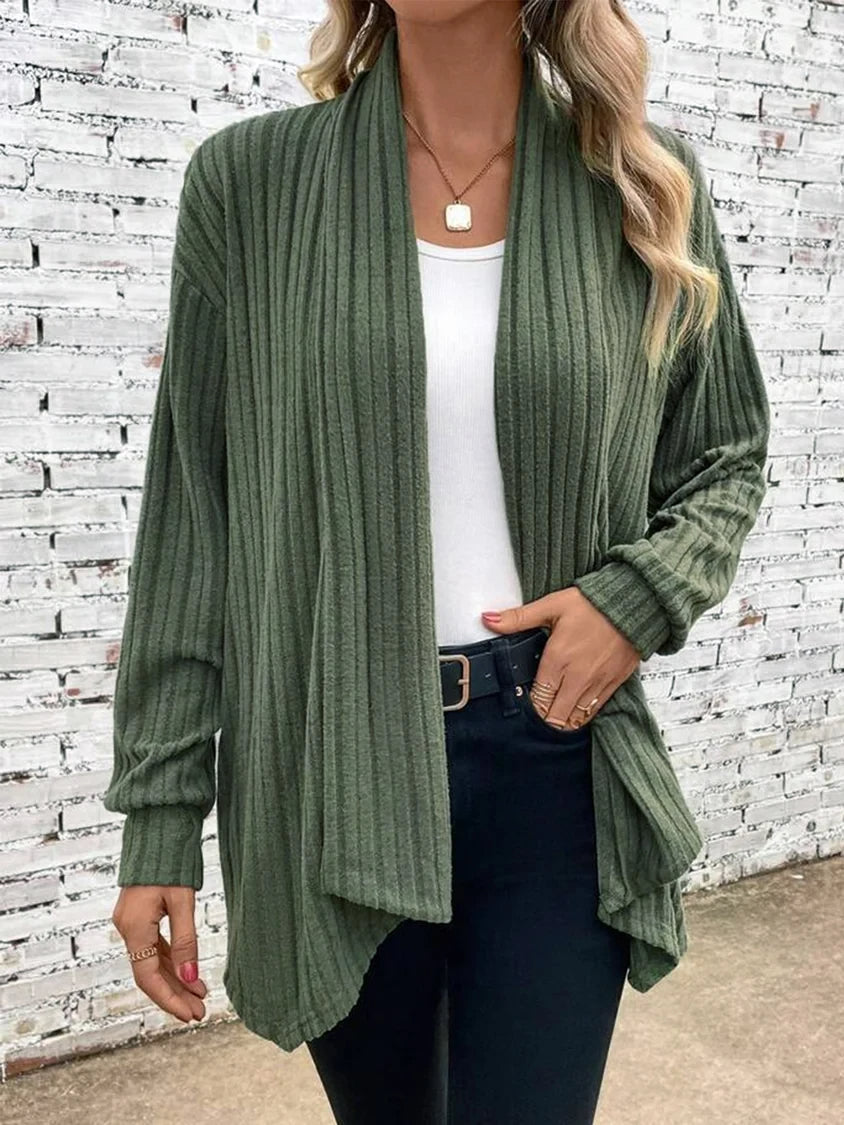Cardigan côtelé à devant ouvert pour femme | Idéal pour l'automne