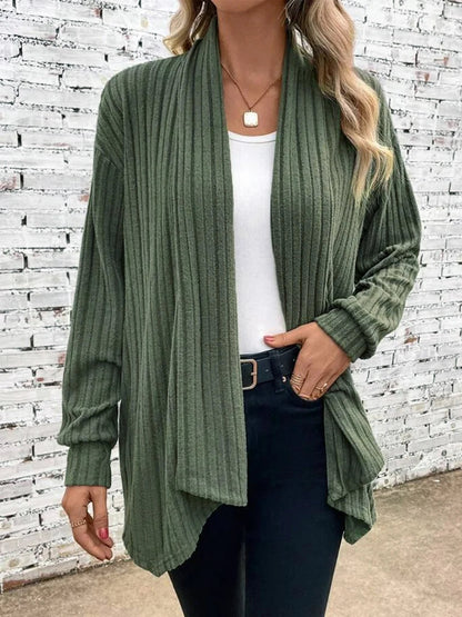 Cardigan côtelé à devant ouvert pour femme | Idéal pour l'automne