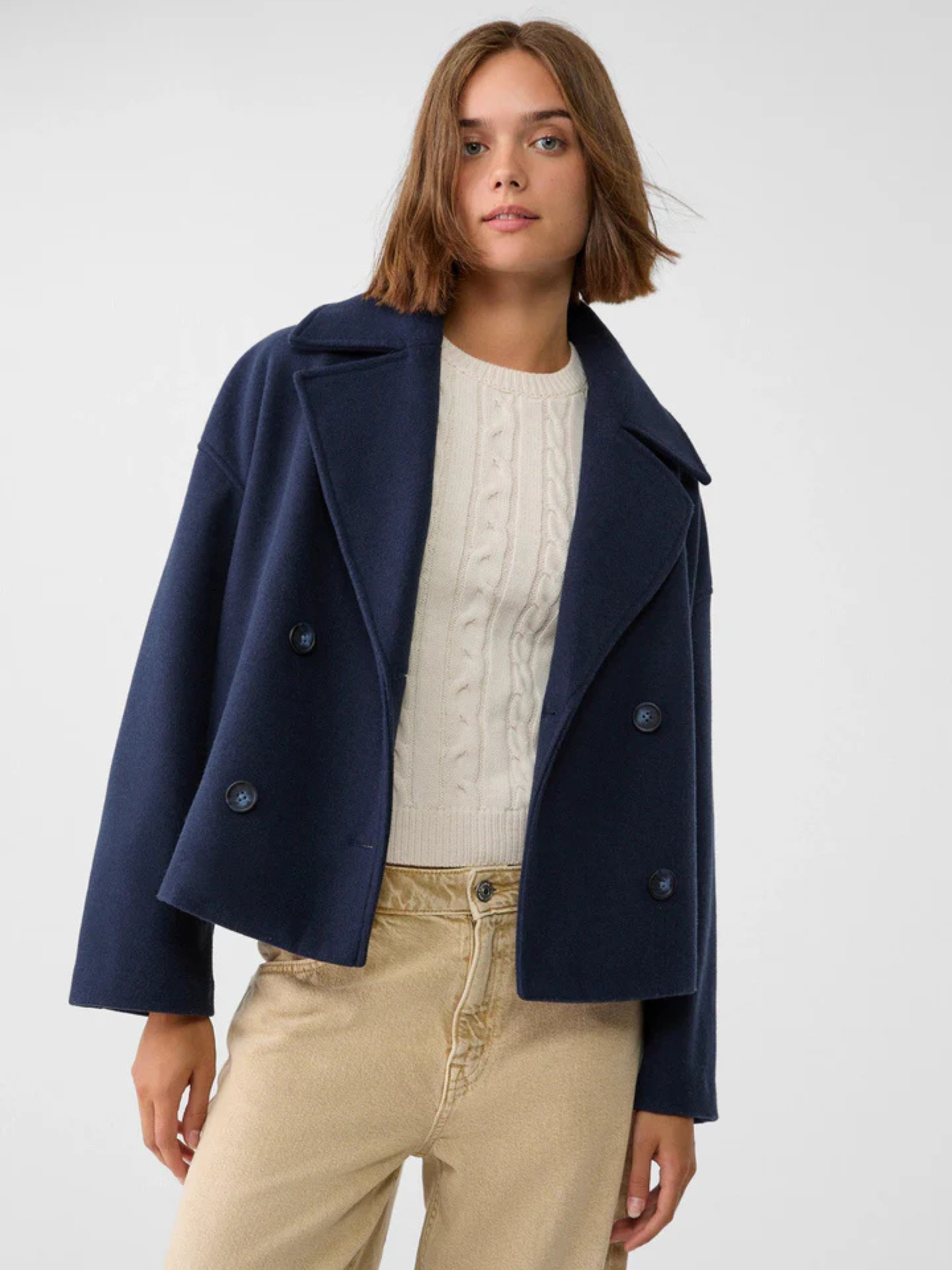 Veste courte croisée à col cranté pour femme | Idéal pour l’automne et le quotidien