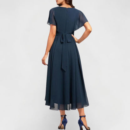 Robe À Col V Avec Manches Amples Et Ourlet Superposé Pour Femme | Idéal Pour Occasions Quotidiennes Et Événementielles