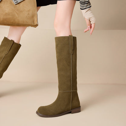 Bottes hautes à talon bas pour femmes