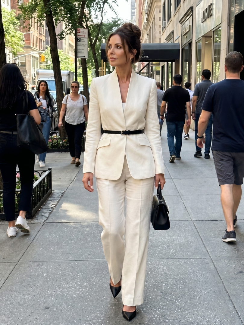 Ensemble tailleur à col montant pour femmes